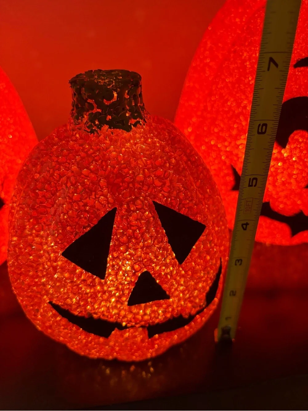 3 Vintage Side Seasons Popcorn Light up Pumpkins and 1 Silver Pumpkin